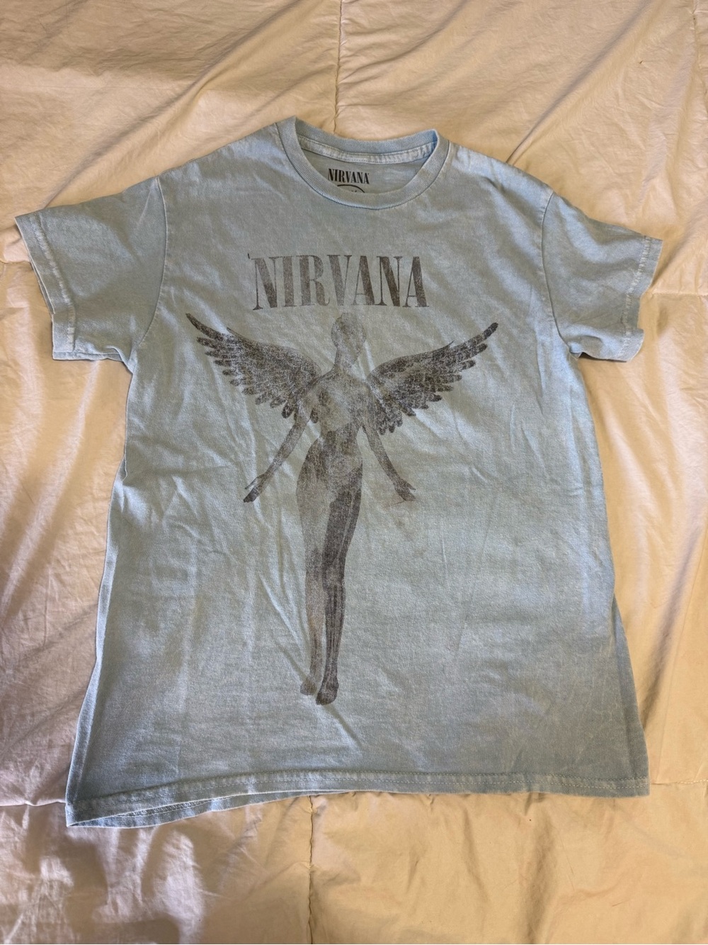 Nirvana Light Blue Graphic Band T-Shirt - Angel Design